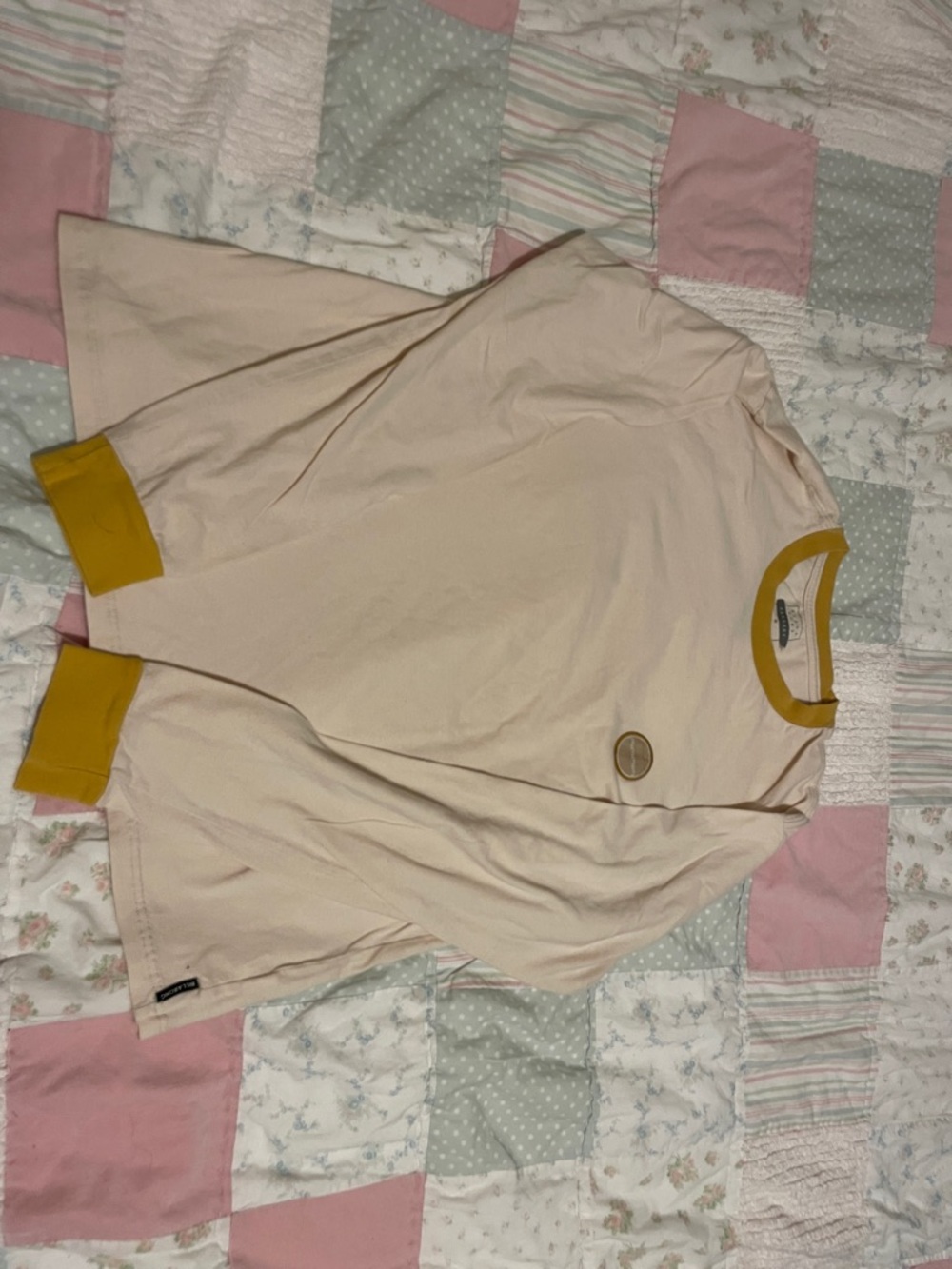 Billabong Cream Long-Sleeve Tee with Mustard Trim